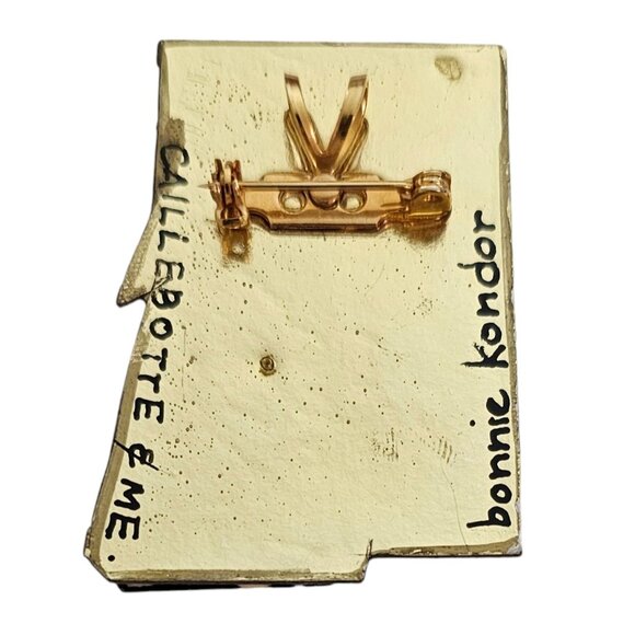 Couple Under Umbrella City Scape Glass Bead Resin Pin Pendant Bonnie Kondor L639 - Picture 7 of 9